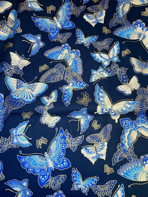 Navy Butterfly Fabric 